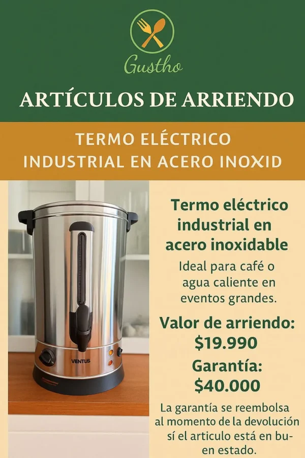 Arriendo - Termo Eléctrico Industrial en Acero Inoxidable